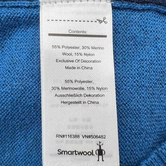 Smartwool Sparwood Mountain Crew Sweater Long Sleeves Merino Wool Blue - Picture 5 of 6